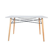 White rectangular top and chrome steel eiffel base dining table by Leisure Mod additional picture 3