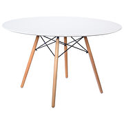 White round top mdf wood transitional dining table by Leisure Mod additional picture 2