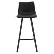 Charcoal black modern upholstered leather bar stool with iron legs & footrest by Leisure Mod additional picture 2