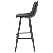 Charcoal black modern upholstered leather bar stool with iron legs & footrest by Leisure Mod additional picture 3
