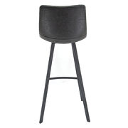 Charcoal black modern upholstered leather bar stool with iron legs & footrest by Leisure Mod additional picture 4