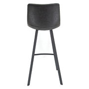 Charcoal black modern upholstered leather bar stool with iron legs & footrest additional photo 4 of 6