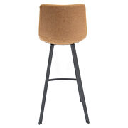 Light brown modern upholstered leather bar stool with iron legs & footrest by Leisure Mod additional picture 4