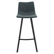 Peacock blue modern upholstered leather bar stool with iron legs & footrest by Leisure Mod additional picture 2