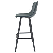 Peacock blue modern upholstered leather bar stool with iron legs & footrest by Leisure Mod additional picture 3
