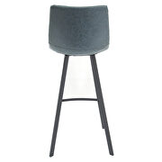 Peacock blue modern upholstered leather bar stool with iron legs & footrest by Leisure Mod additional picture 4