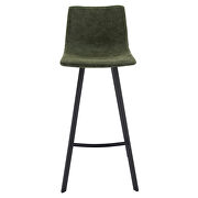 Olive green modern upholstered leather bar stool with iron legs & footrest by Leisure Mod additional picture 2