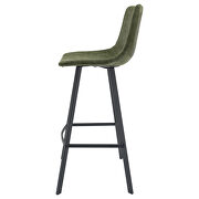 Olive green modern upholstered leather bar stool with iron legs & footrest by Leisure Mod additional picture 3