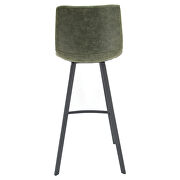 Olive green modern upholstered leather bar stool with iron legs & footrest by Leisure Mod additional picture 4