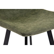 Olive green modern upholstered leather bar stool with iron legs & footrest by Leisure Mod additional picture 5