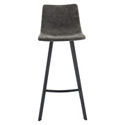 Gray modern upholstered leather bar stool with iron legs & footrest by Leisure Mod additional picture 2