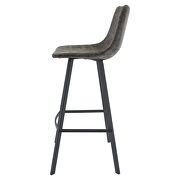 Gray modern upholstered leather bar stool with iron legs & footrest by Leisure Mod additional picture 3