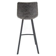 Gray modern upholstered leather bar stool with iron legs & footrest by Leisure Mod additional picture 4