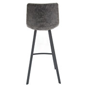Gray modern upholstered leather bar stool with iron legs & footrest additional photo 4 of 6