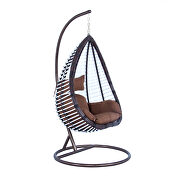 Modern wicker hanging egg swing chair in brown by Leisure Mod additional picture 2