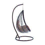 Modern wicker hanging egg swing chair in brown by Leisure Mod additional picture 3