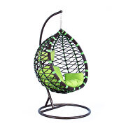 Modern wicker hanging egg swing chair in green by Leisure Mod additional picture 2