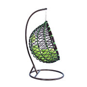 Modern wicker hanging egg swing chair in green additional photo 3 of 6