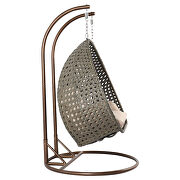 Beige wicker hanging double seater egg modern swing chair by Leisure Mod additional picture 4