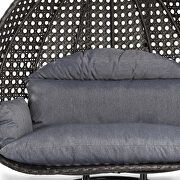 Charcoal blue wicker hanging double seater egg swing chair by Leisure Mod additional picture 6