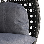 Charcoal blue wicker hanging double seater egg swing chair by Leisure Mod additional picture 7