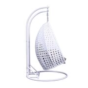 White wicker hanging double seater egg swing modern chair by Leisure Mod additional picture 6