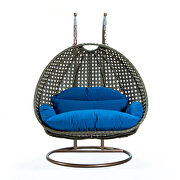 Blue wicker hanging double seater egg modern swing chair additional photo 2 of 7