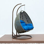 Blue wicker hanging double seater egg modern swing chair by Leisure Mod additional picture 4