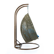 Blue wicker hanging double seater egg modern swing chair by Leisure Mod additional picture 5