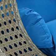 Blue wicker hanging double seater egg modern swing chair by Leisure Mod additional picture 6