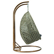 Charcoal blue wicker hanging double seater egg modern swing chair by Leisure Mod additional picture 5