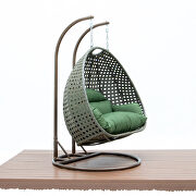 Dark green wicker hanging double seater egg modern swing chair additional photo 4 of 7