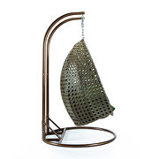 Dark green wicker hanging double seater egg modern swing chair by Leisure Mod additional picture 5