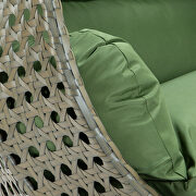 Dark green wicker hanging double seater egg modern swing chair by Leisure Mod additional picture 6