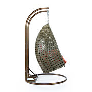 Dark orange wicker hanging double seater egg modern swing chair by Leisure Mod additional picture 5