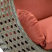Dark orange wicker hanging double seater egg modern swing chair by Leisure Mod additional picture 6