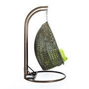 Light green wicker hanging double seater egg modern swing chair by Leisure Mod additional picture 5