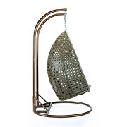 Light gray wicker hanging double seater egg modern swing chair by Leisure Mod additional picture 5