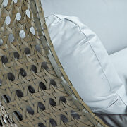 Light gray wicker hanging double seater egg modern swing chair by Leisure Mod additional picture 6