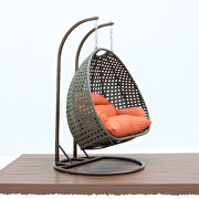 Orange wicker hanging double seater egg modern swing chair by Leisure Mod additional picture 4