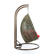 Red wicker hanging double seater egg modern swing chair by Leisure Mod additional picture 5