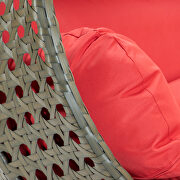 Red wicker hanging double seater egg modern swing chair by Leisure Mod additional picture 6