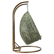 Taupe wicker hanging double seater egg modern swing chair by Leisure Mod additional picture 5