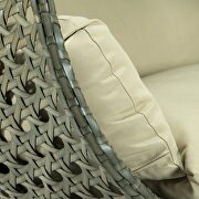 Taupe wicker hanging double seater egg modern swing chair by Leisure Mod additional picture 8