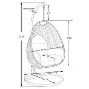 Beige cushion wicker hanging egg swing chair by Leisure Mod additional picture 10