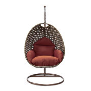 Cherry cushion wicker hanging egg swing chair by Leisure Mod additional picture 3