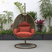 Cherry cushion wicker hanging egg swing chair by Leisure Mod additional picture 4