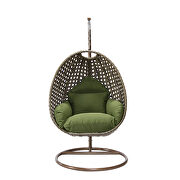 Dark green cushion wicker hanging egg swing chair by Leisure Mod additional picture 2