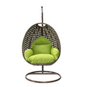 Light green cushion wicker hanging egg swing chair by Leisure Mod additional picture 2