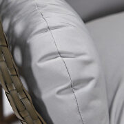Light gray cushion wicker hanging egg swing chair additional photo 3 of 7